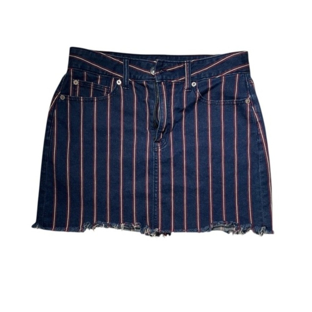 American Eagle Outfitters Preppy Vertical Stripe Denim‎ Mini Skirt Women's 6 - Picture 2 of 7